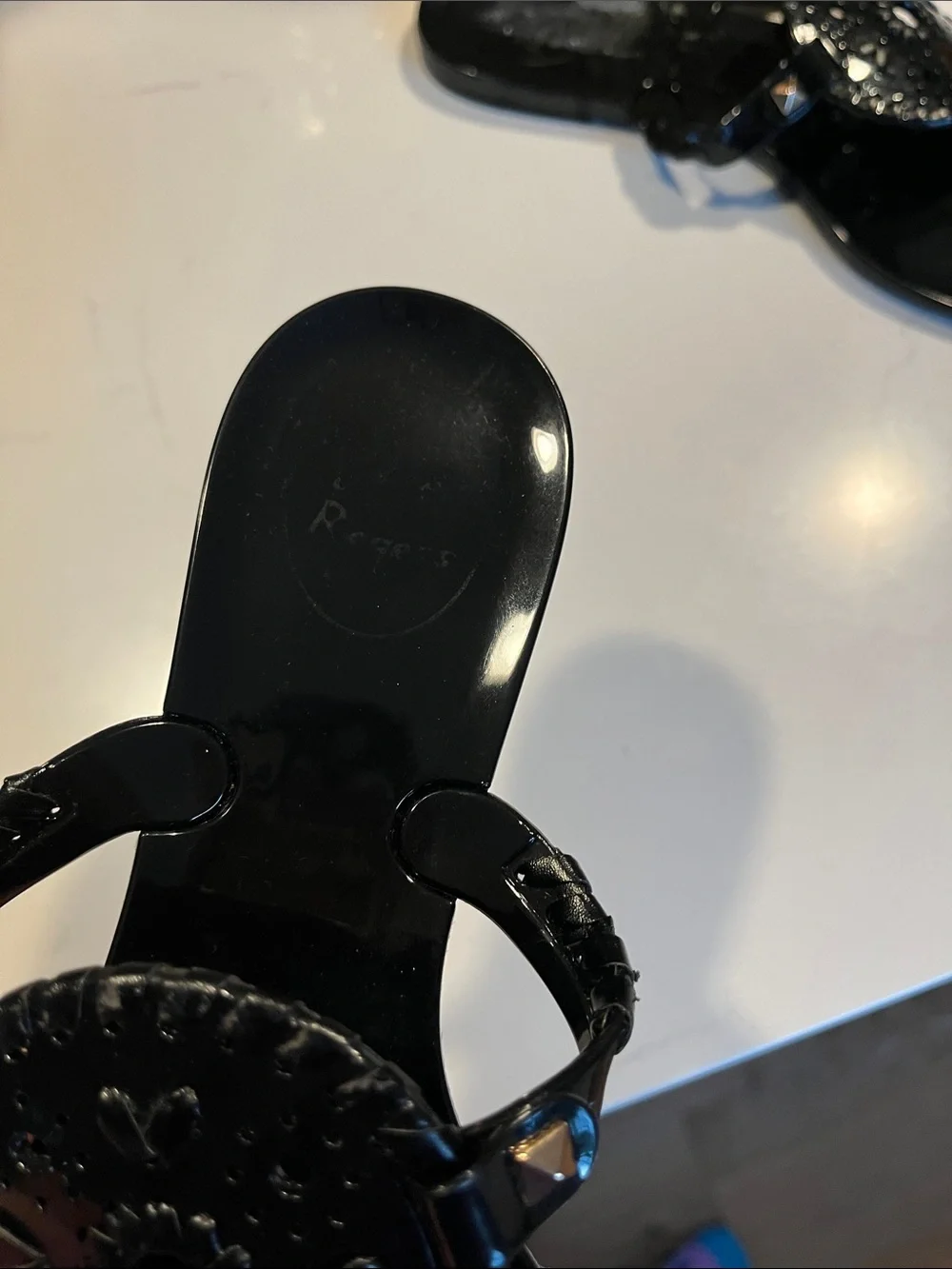 Jack Rogers Black Decorative Thong Sandals